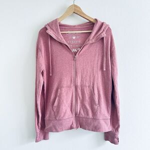 Pact Organic Cotton Pink Full Zip Hoodie Sweatshirt Size Large Sustainable READ